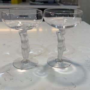 Champagne coupe Bayel crystal frosted bacchus bacchante male set of two